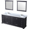 Lexora Dukes 84" W x 22" D Espresso Double Bath Vanity Carrara Marble Top with Faucet Set and 34" Mirrors