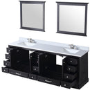 Lexora Dukes 84" W x 22" D Espresso Double Bath Vanity Carrara Marble Top with Faucet Set and 34" Mirrors