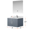 Lexora Geneva 30" W x 22" D Dark Grey Bath Vanity Marble Top with 30" LED Mirror