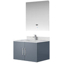 Lexora Geneva 30" W x 22" D Dark Grey Bath Vanity Marble Top with Faucet Set and 30" LED Mirror