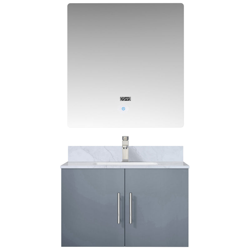 Lexora Geneva 30" W x 22" D Dark Grey Bath Vanity Marble Top with Faucet Set and 30" LED Mirror