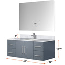 Lexora Geneva 48 " W x 22 " D Dark Grey Bath Vanity Marble Top with Faucet Set and 48" LED Mirror