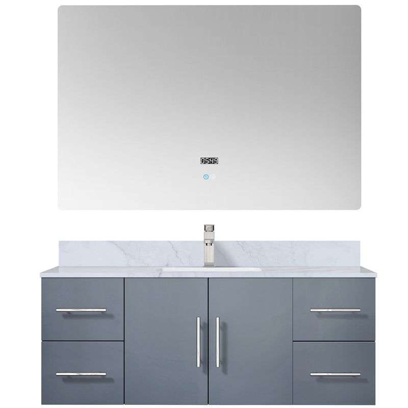 Lexora Geneva 48 " W x 22 " D Dark Grey Bath Vanity Marble Top with Faucet Set and 48" LED Mirror