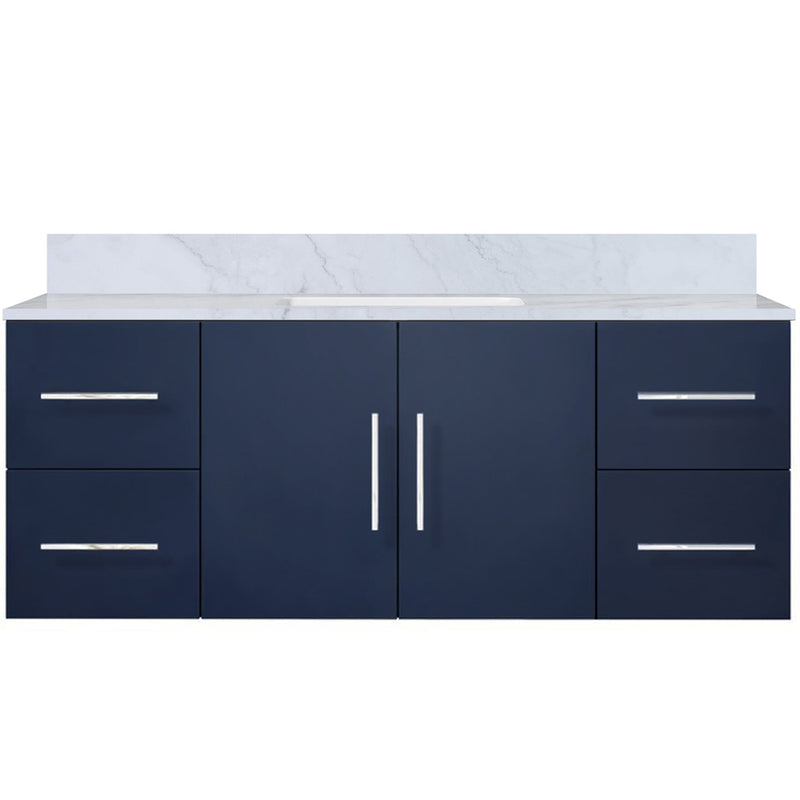 Lexora Geneva 48" W x 22" D Navy Blue Bath Vanity and Marble Top