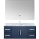 Lexora Geneva 48 " W x 22 " D Navy Blue Bath Vanity Marble Top with Faucet Set and 48" LED Mirror