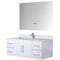 Lexora Geneva 48 " W x 22 " D Glossy White Bath Vanity Marble Top with Faucet Set and 48" LED Mirror