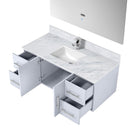 Lexora Geneva 48 " W x 22 " D Glossy White Bath Vanity Marble Top with Faucet Set and 48" LED Mirror