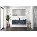 Lexora Geneva 60" W x 22" D Navy Blue Double Bath Vanity Marble Top with Faucet Set and 60" LED Mirror