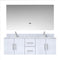 Lexora Geneva 60" W x 22" D Glossy White Double Bath Vanity Marble Top with Faucet Set and 60" LED Mirror