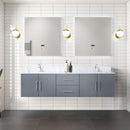 Lexora Geneva 72" W x 22" D Dark Grey Double Bath Vanity and Marble Top