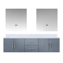 Lexora Geneva 72" W x 22" D Dark Grey Double Bath Vanity Marble Top and 30" LED Mirrors