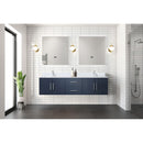 Lexora Geneva 72" W x 22" D Navy Blue Double Bath Vanity and Marble Top