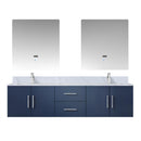 Lexora Geneva 72" W x 22" D Navy Blue Double Bath Vanity Marble Top with Faucet Set and 30" LED Mirrors