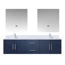 Lexora Geneva 72" W x 22" D Navy Blue Double Bath Vanity Marble Top with Faucet Set and 30" LED Mirrors