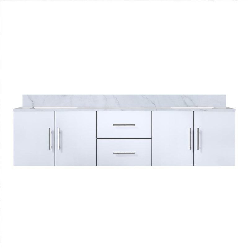 Lexora Geneva 72" W x 22" D Glossy White Double Bath Vanity and Marble Top