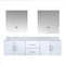 Lexora Geneva 72" W x 22" D Glossy White Double Bath Vanity Marble Top and 30" LED Mirrors