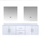 Lexora Geneva 72" W x 22" D Glossy White Double Bath Vanity Marble Top and 30" LED Mirrors