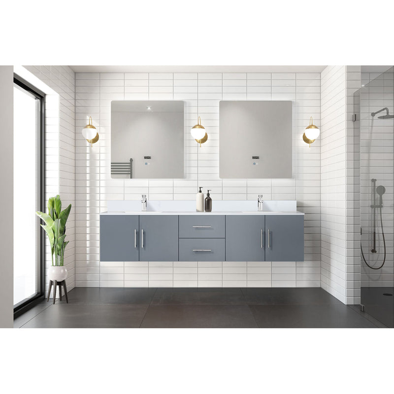 Lexora Geneva 80" W x 22" D Dark Grey Double Bath Vanity and Marble Top