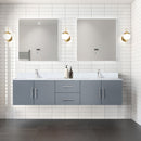 Lexora Geneva 80" W x 22" D Dark Grey Double Bath Vanity and Marble Top with 30" LED Mirrors