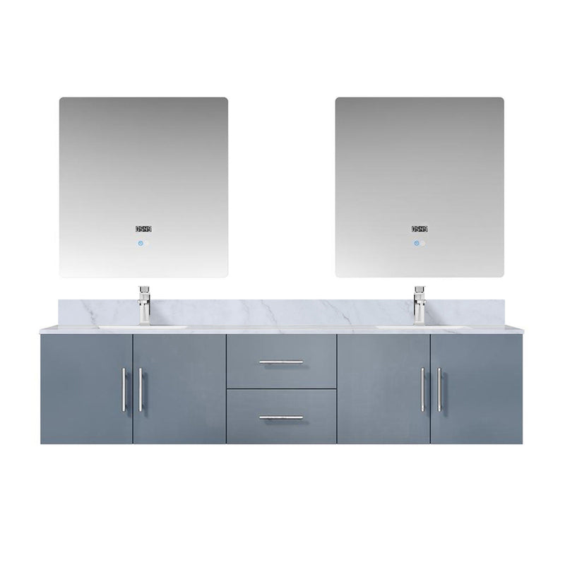 Lexora Geneva 80" W x 22" D Dark Grey Double Bath Vanity and Marble Top, Faucet Set with 30" LED Mirrors