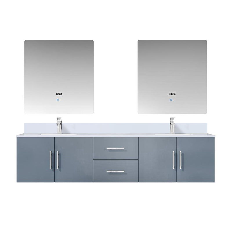 Lexora Geneva 80" W x 22" D Dark Grey Double Bath Vanity and Marble Top, Faucet Set with 30" LED Mirrors