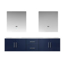 Lexora Geneva 80" W x 22" D Navy Blue Double Bath Vanity and Marble Top with 30" LED Mirrors