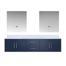 Lexora Geneva 80" W x 22" D Navy Blue Double Bath Vanity and Marble Top with 30" LED Mirrors