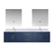 Lexora Geneva 80" W x 22" D Navy Blue Double Bath Vanity and Marble Top, Faucet Set with 30" LED Mirrors