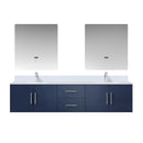 Lexora Geneva 80" W x 22" D Navy Blue Double Bath Vanity and Marble Top, Faucet Set with 30" LED Mirrors