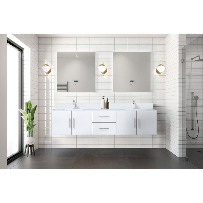 Lexora Geneva 80" W x 22" D Glossy White Double Bath Vanity and Marble Top