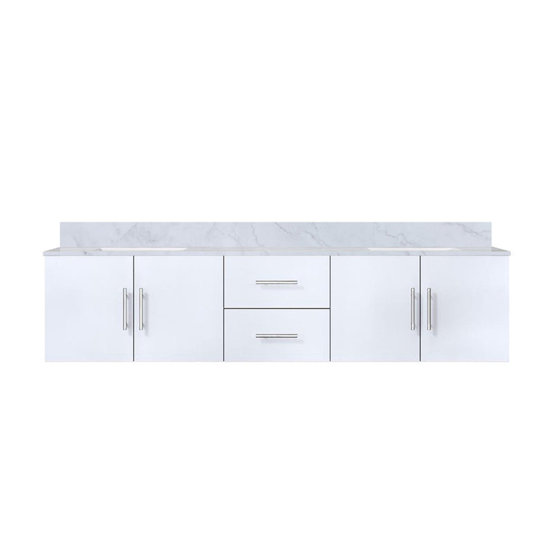 Lexora Geneva 80" W x 22" D Glossy White Double Bath Vanity and Marble Top