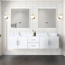 Lexora Geneva 80" W x 22" D Glossy White Double Bath Vanity and Marble Top with 30" LED Mirrors