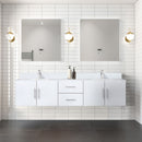 Lexora Geneva 80" W x 22" D Glossy White Double Bath Vanity and Marble Top with 30" LED Mirrors