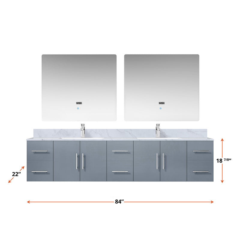 Lexora Geneva 84" W x 22" D Double Bath Vanity and Marble Top