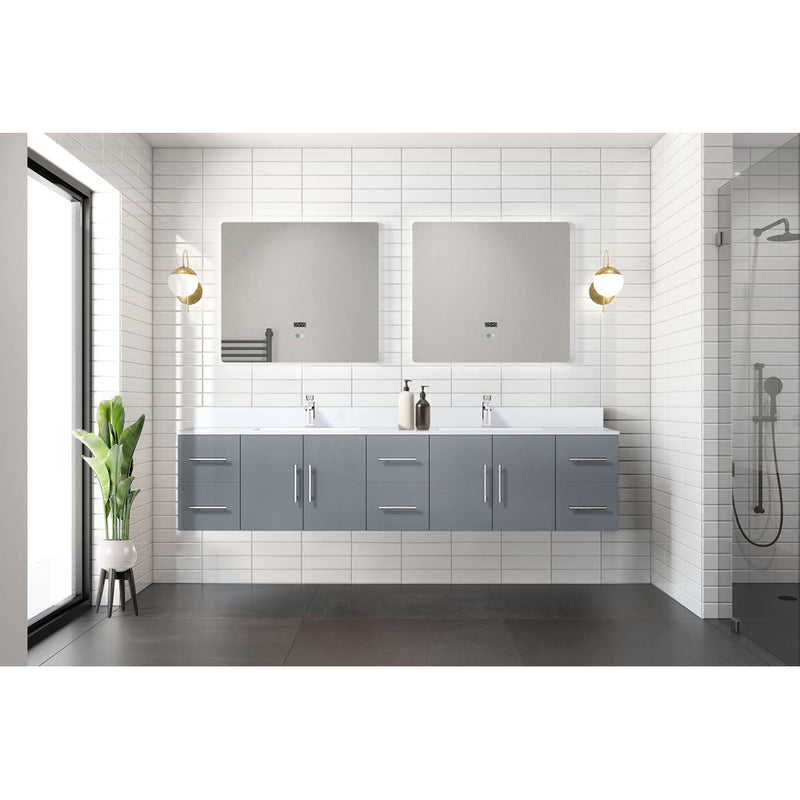 Lexora Geneva 84" W x 22" D Double Bath Vanity, Marble Top with Faucet Set and 36" LED Mirrors