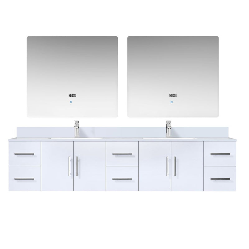 Lexora Geneva 84" W x 22" D Double Bath Vanity, Marble Top with Faucet Set and 36" LED Mirrors