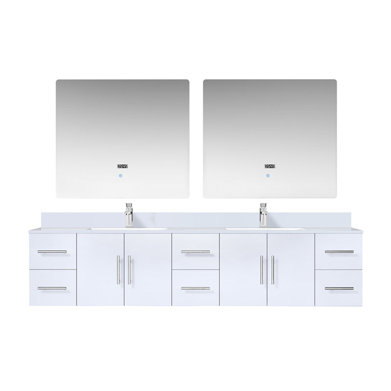 Lexora Geneva 84" W x 22" D Double Bath Vanity, Marble Top with Faucet Set and 36" LED Mirrors