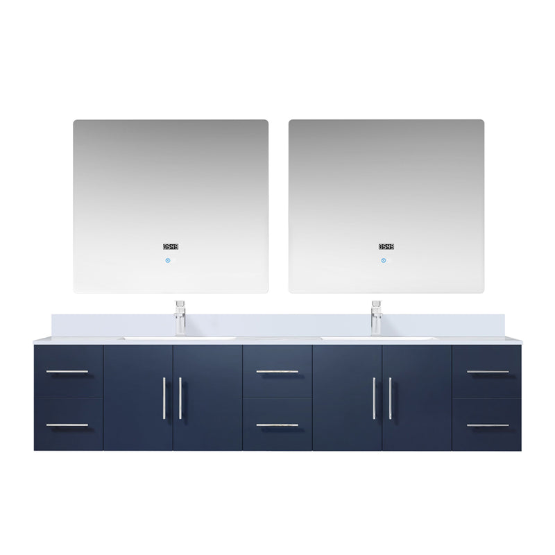 Lexora Geneva 84" W x 22" D Double Bath Vanity, Marble Top with Faucet Set and 36" LED Mirrors