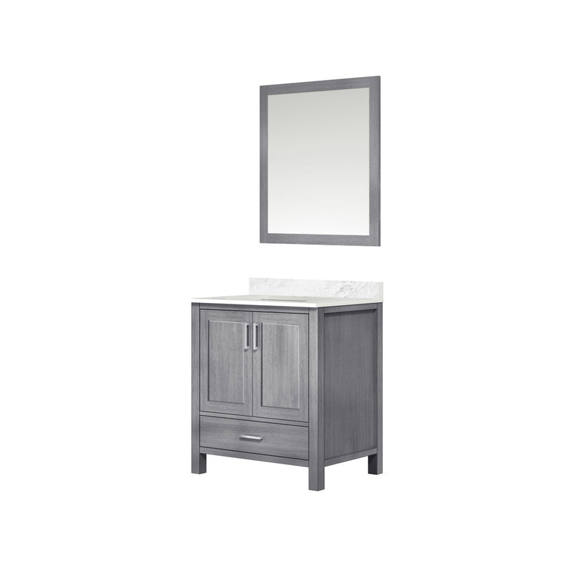 Lexora Jacques 30" W x 22" D Single Bath Vanity with Marble Top and 28" Mirror