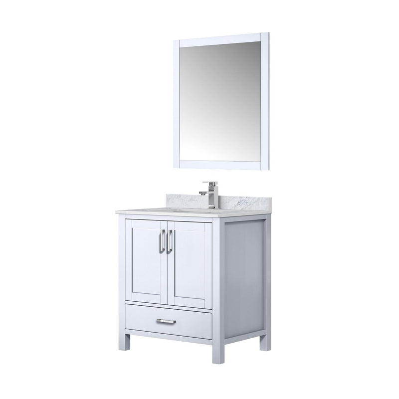 Lexora Jacques 30" W x 22" D Single Bath Vanity Marble Top with Faucet Set and 28" Mirror