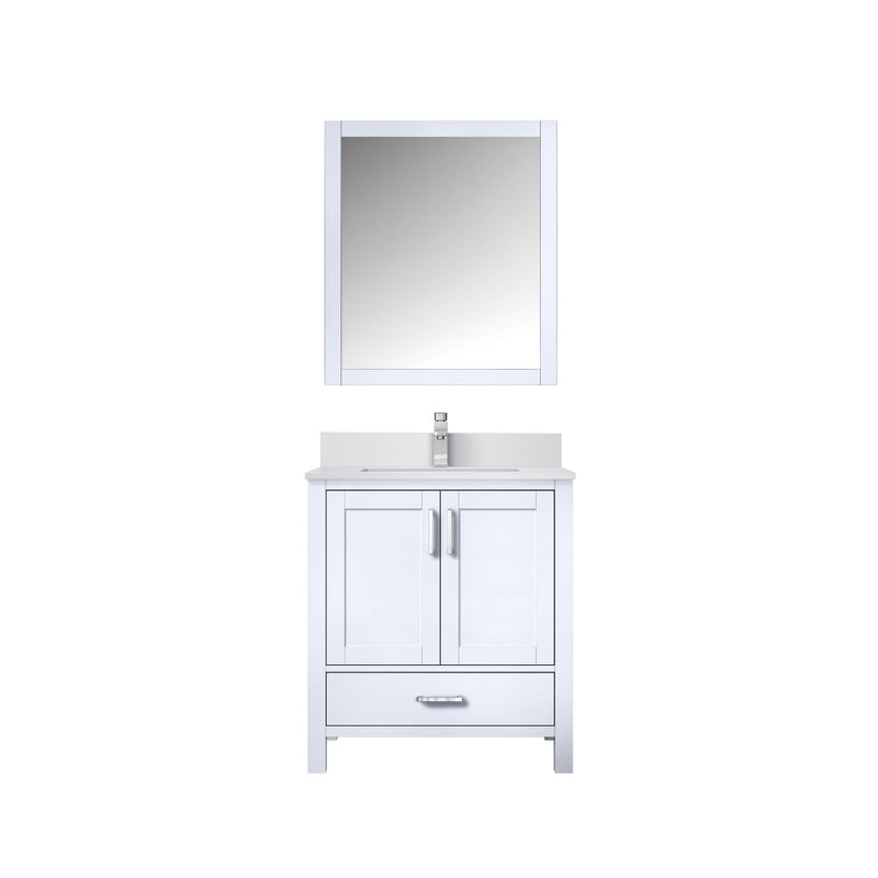 Lexora Jacques 30" W x 22" D Single Bath Vanity Marble Top with Faucet Set and 28" Mirror