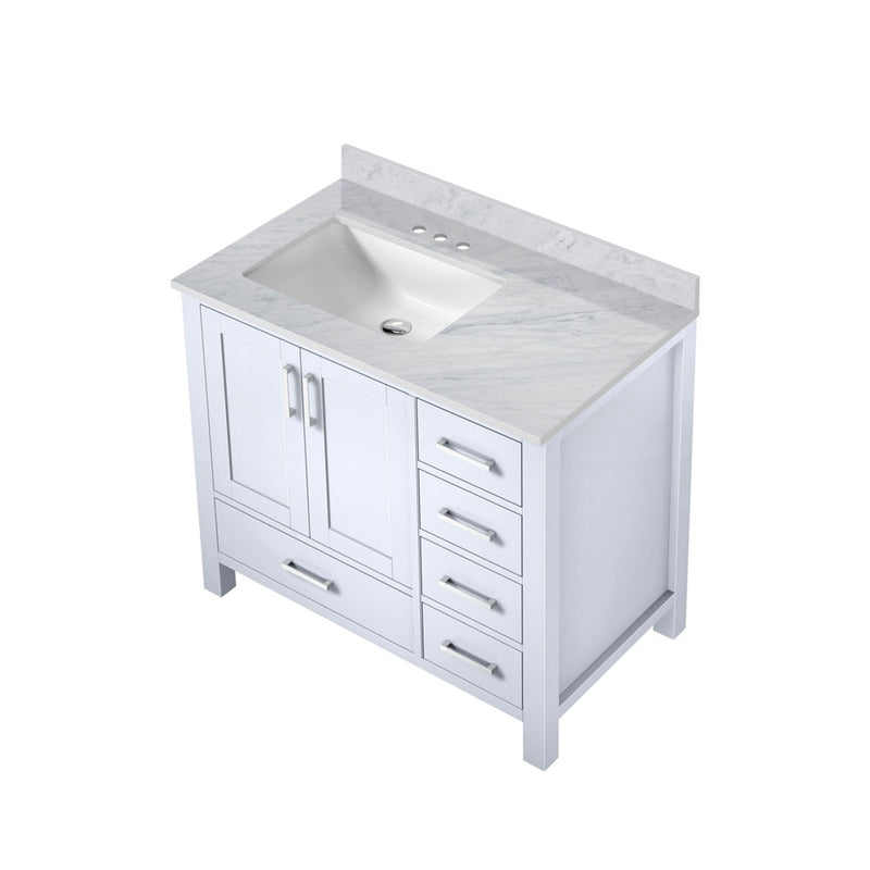 Lexora Jacques 36" W x 22" D Offset White Single Bath Vanity and Marble Top