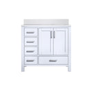 Lexora Jacques 36" W x 22" D Offset White Single Bath Vanity and Marble Top