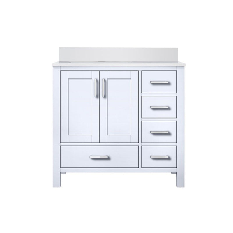 Lexora Jacques 36" W x 22" D Offset White Single Bath Vanity and Marble Top