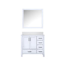 Lexora Jacques 36" W x 22" D Offset White Single Bath Vanity with Marble Top and 34" Mirrors