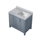 Lexora Jacques 36" W x 22" D Offset Dark Grey Single Bath Vanity and Marble Top