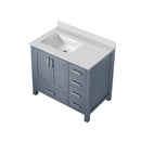 Lexora Jacques 36" W x 22" D Offset Dark Grey Single Bath Vanity and Marble Top