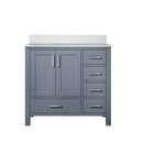 Lexora Jacques 36" W x 22" D Offset Dark Grey Single Bath Vanity and Marble Top