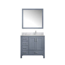 Lexora Jacques 36" W x 22" D Offset Dark Grey Single Bath Vanity Marble Top with Faucet Set and 34" Mirrors