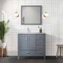 Lexora Jacques 36" W x 22" D Offset Dark Grey Single Bath Vanity with Marble Top and 34" Mirrors